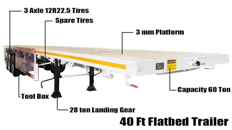 40 Foot Heavy Duty Semi Flatbed Trailers for Sale Price in Guyana