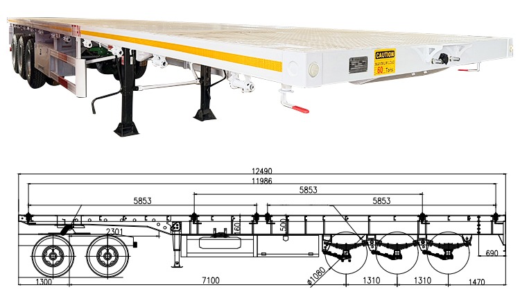 40 Foot Heavy Duty Semi Flatbed Trailers for Sale Price in Guyana