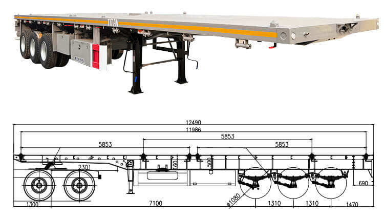 3 Axle 40ft Semi Flat Bed Trailers for Sale Near Me in Guyana
