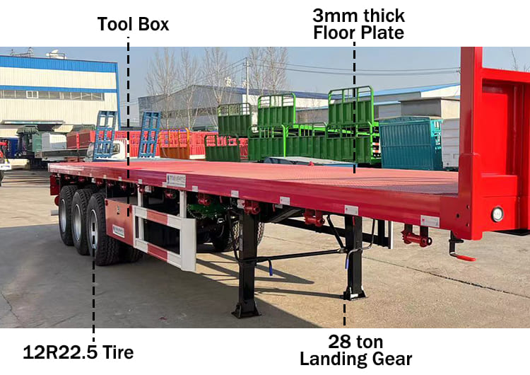 Tri Axle 40Ft Flatbed Container Trailer Price in Morocco Agadir