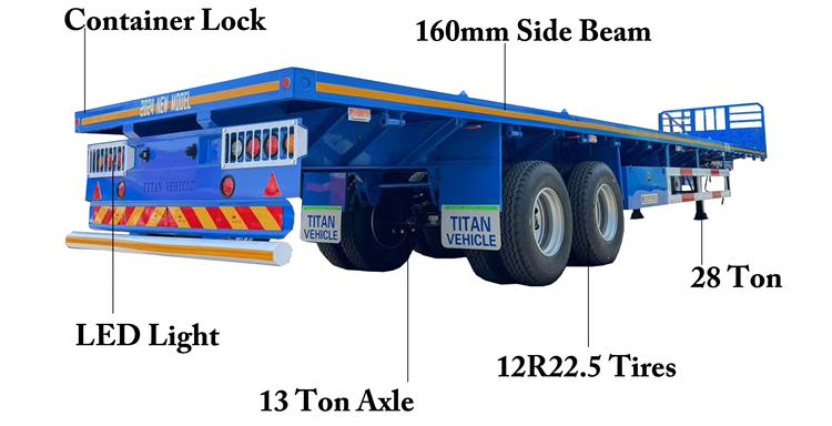 2 Axle 40 Feet Flatbed Container Trailer for Sale In Tanzania