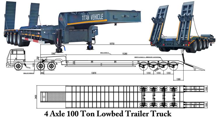 4 Axle 100 Ton Lowbed Trailer Truck for Sale In Nigeria Lagos
