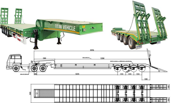 4 Axle 40ft Hydraulic Low Bed Trailer for Sale In Ghana