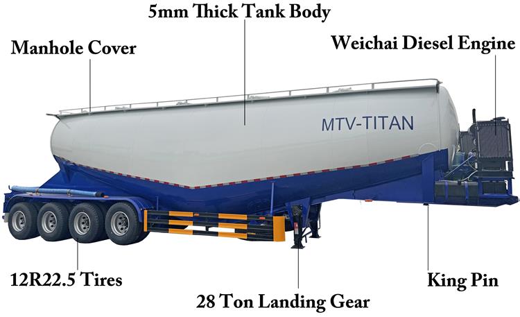 4 Axle 50CBM Bulk Cement Tankers Trailer Price for Sale In Zambia