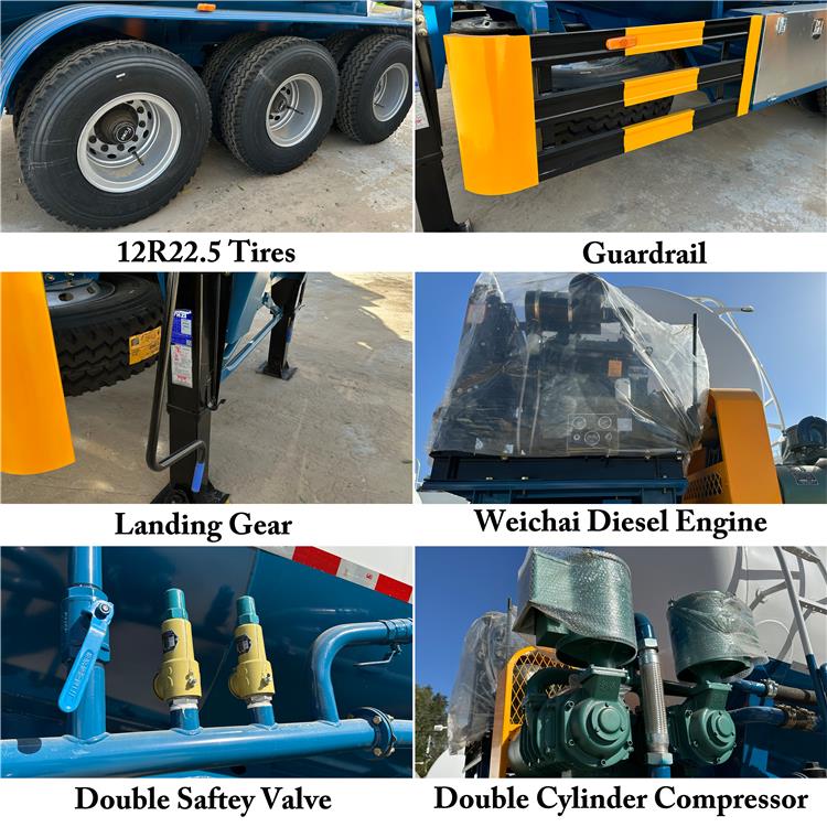 Tri Axle 60 Ton Cement Bulker Truck Trailer Price for Sale In Dominican