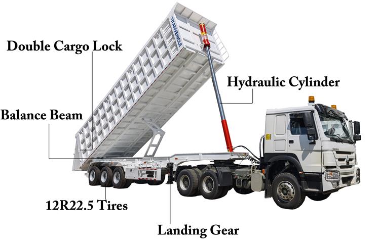 Rear Dumper Semi Truck Trailer for Sale Price In Mali