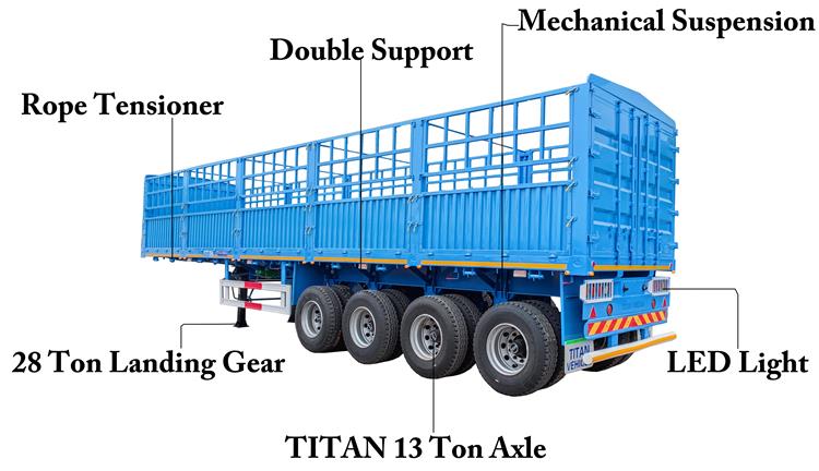 4 Axle Stake Sugar Cane Semi Trailer In Nigeria