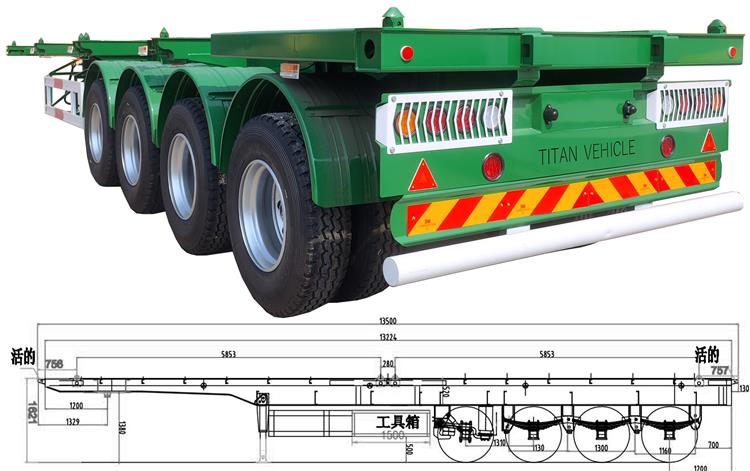 4 Axle 40ft ISO Chassis Container Trailer for Sale In Jamaica