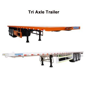 Tri Axle Flatbed Tractor Truck Trailer